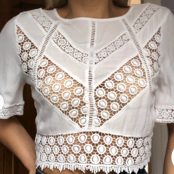 2/$15 Boho crocheted cropped top - Picture 2 of 11